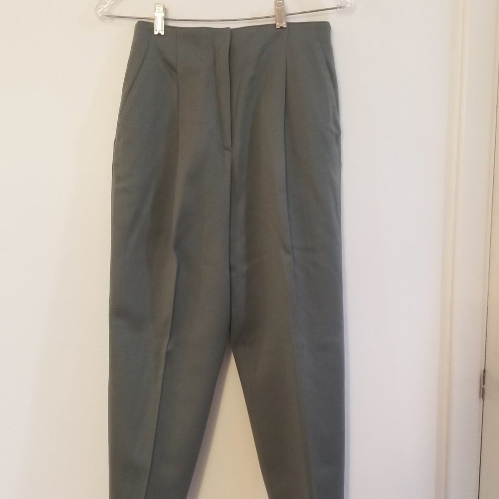 Liz Claiborne Petites Lined Wool Pants: Soft Green